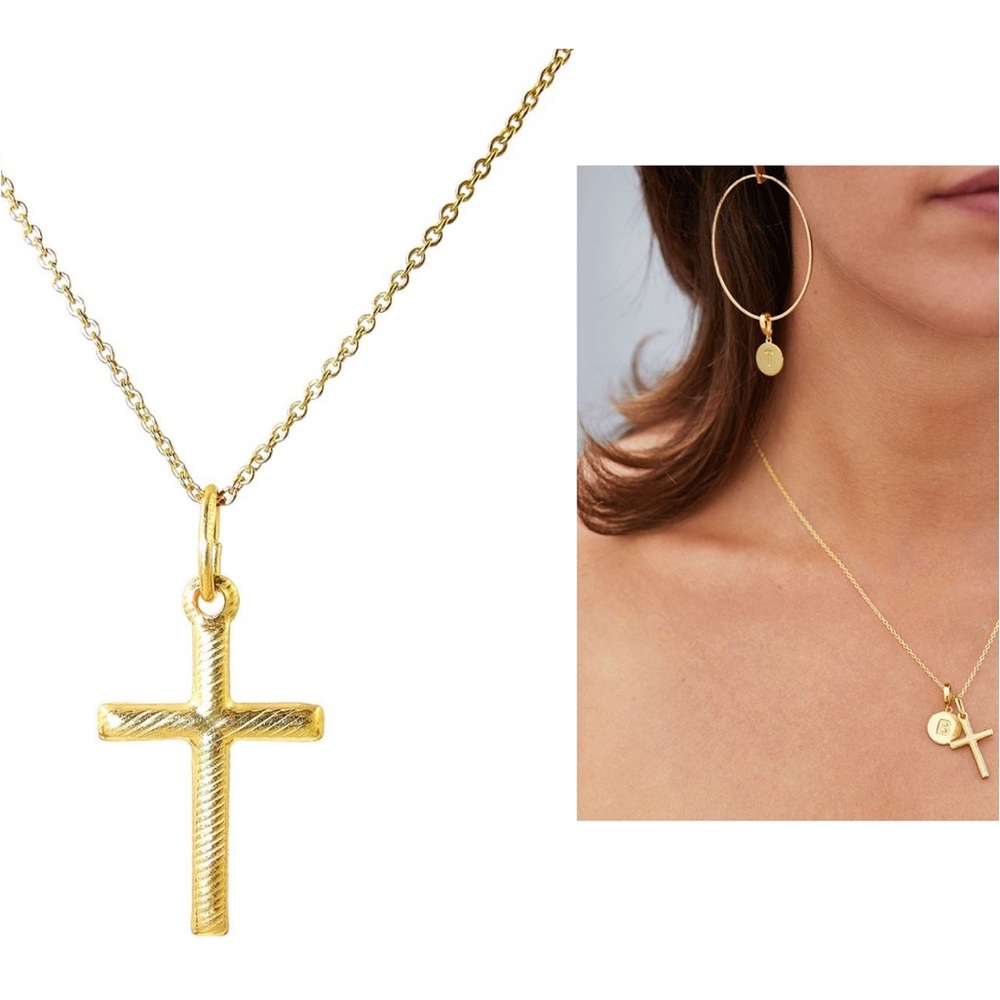 Savvy Cue Jewels NWT 18k gold vermeil Italian design cross pendant necklace